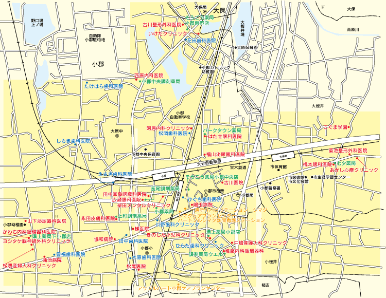 小郡市中央部地図