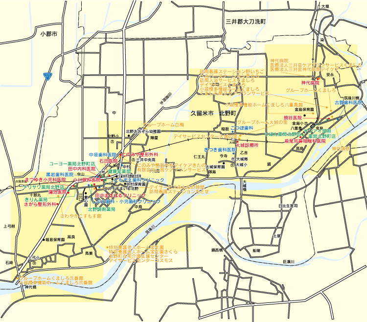 久留米市北野町地図